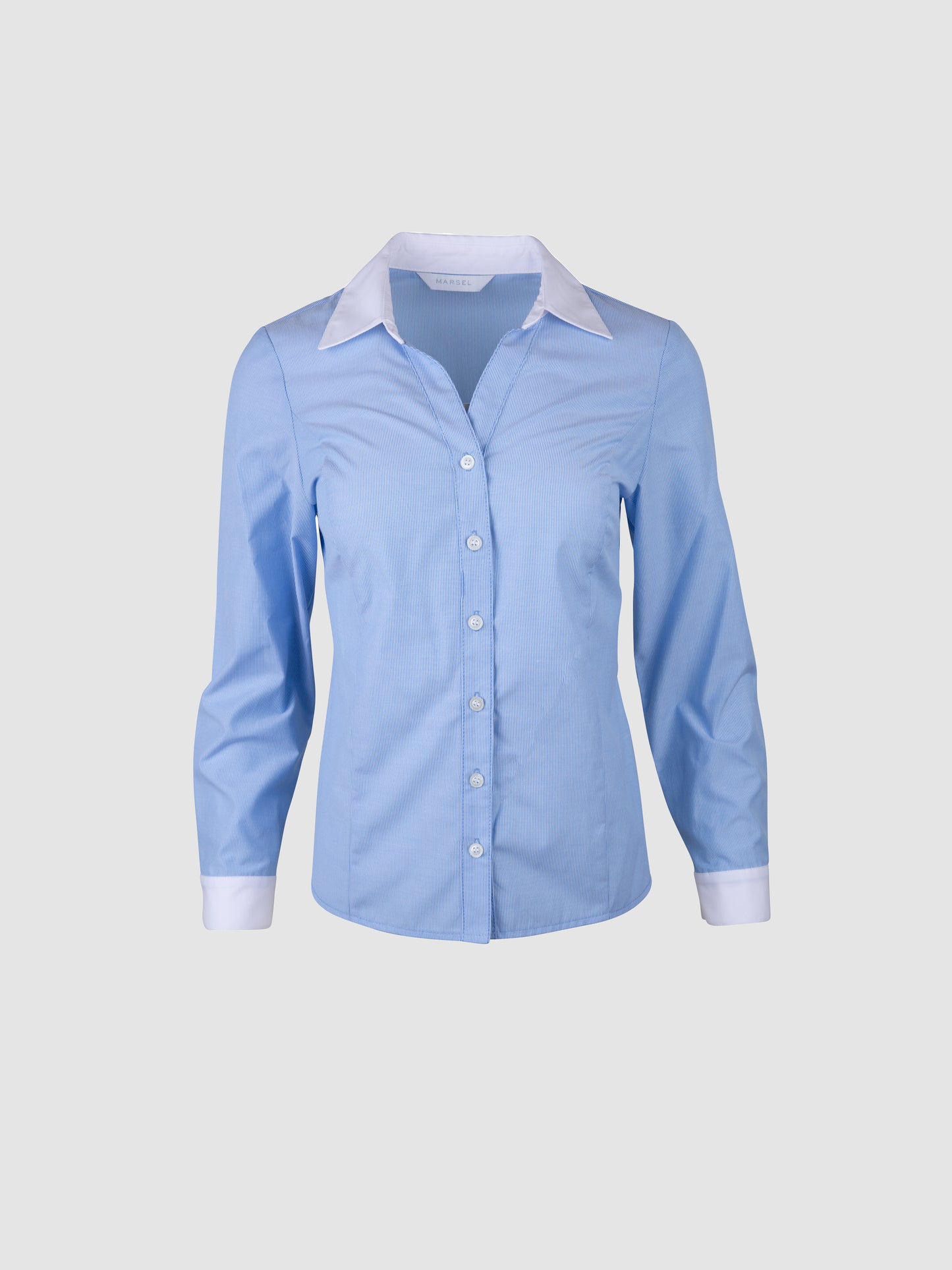 Camisa Azul Rayas Manga Larga