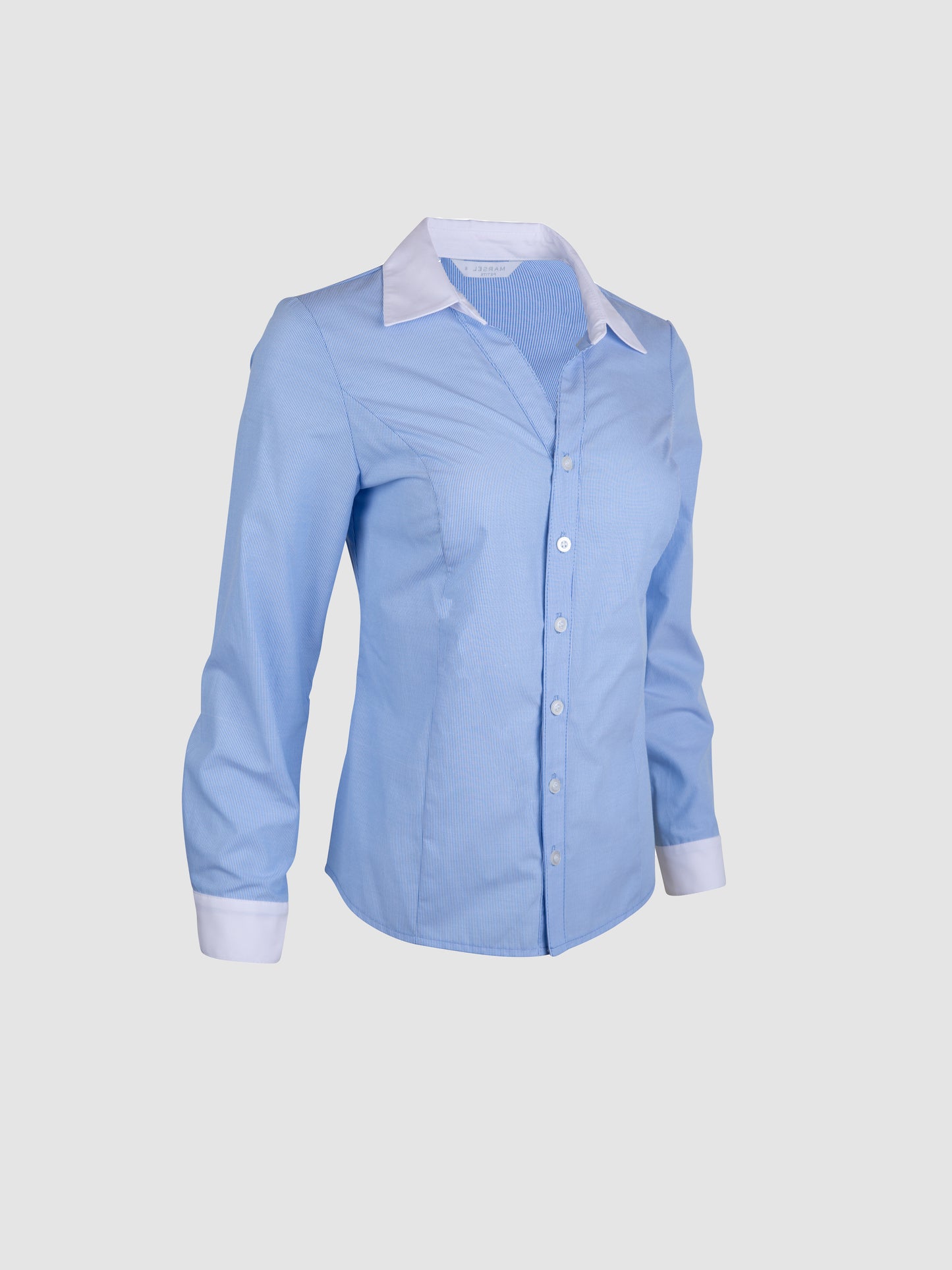 Camisa Azul Rayas Manga Larga
