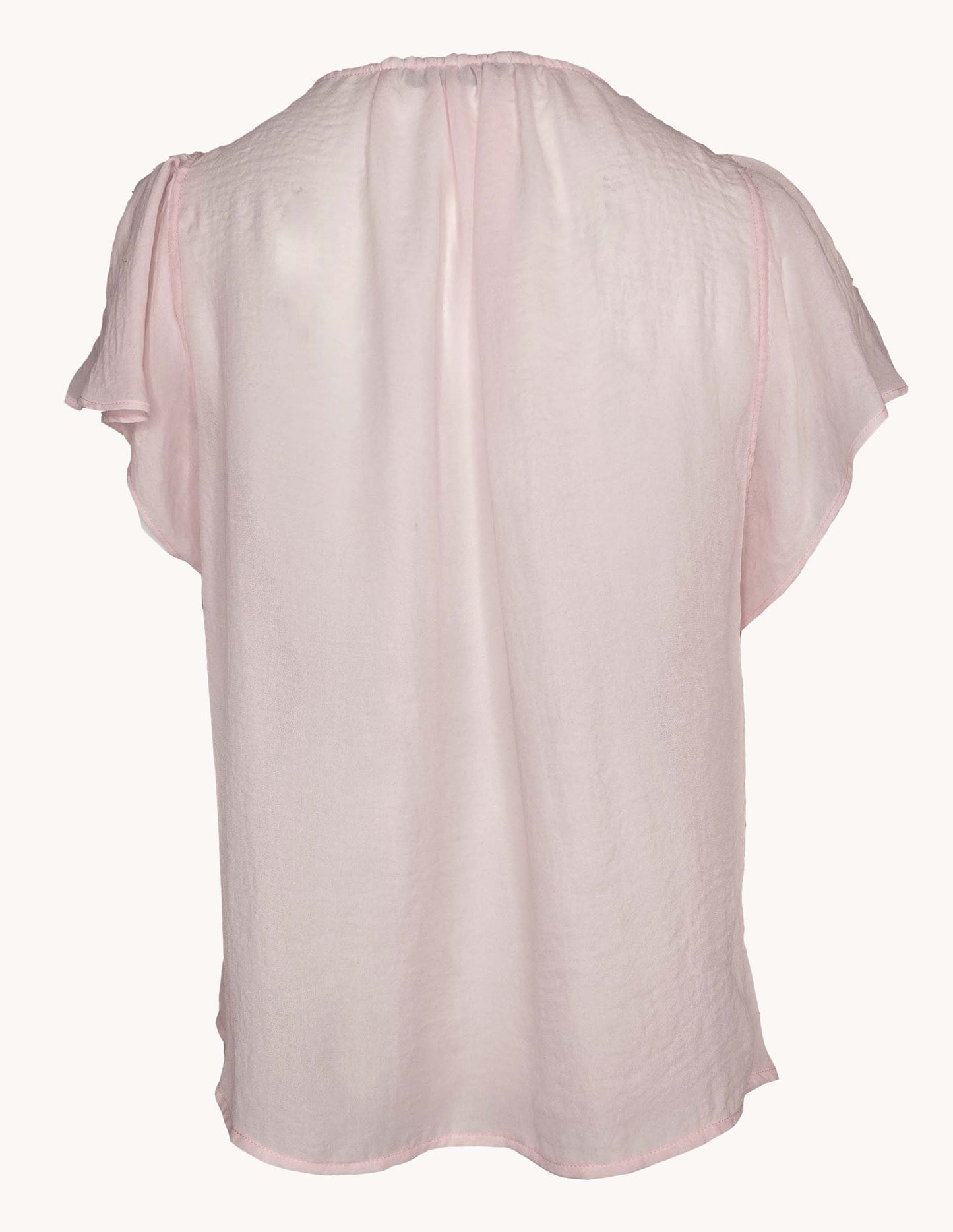 Blusa Rosa Manga Corta con Escarolas