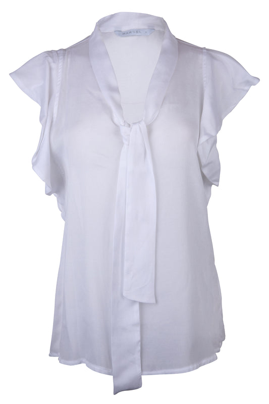 Blusa Blanca Con Corbatín
