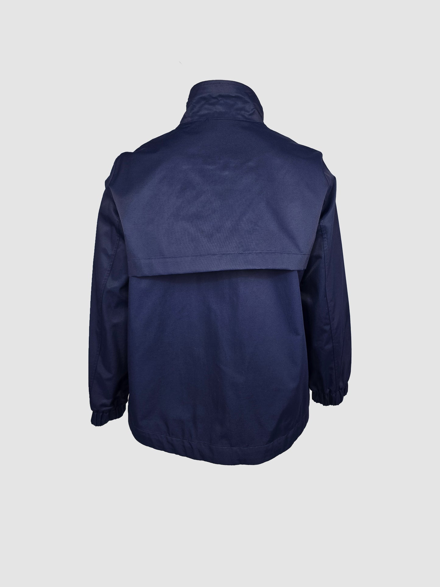 Chamarra Azul Marino Corta Impermeable Cuello Alto