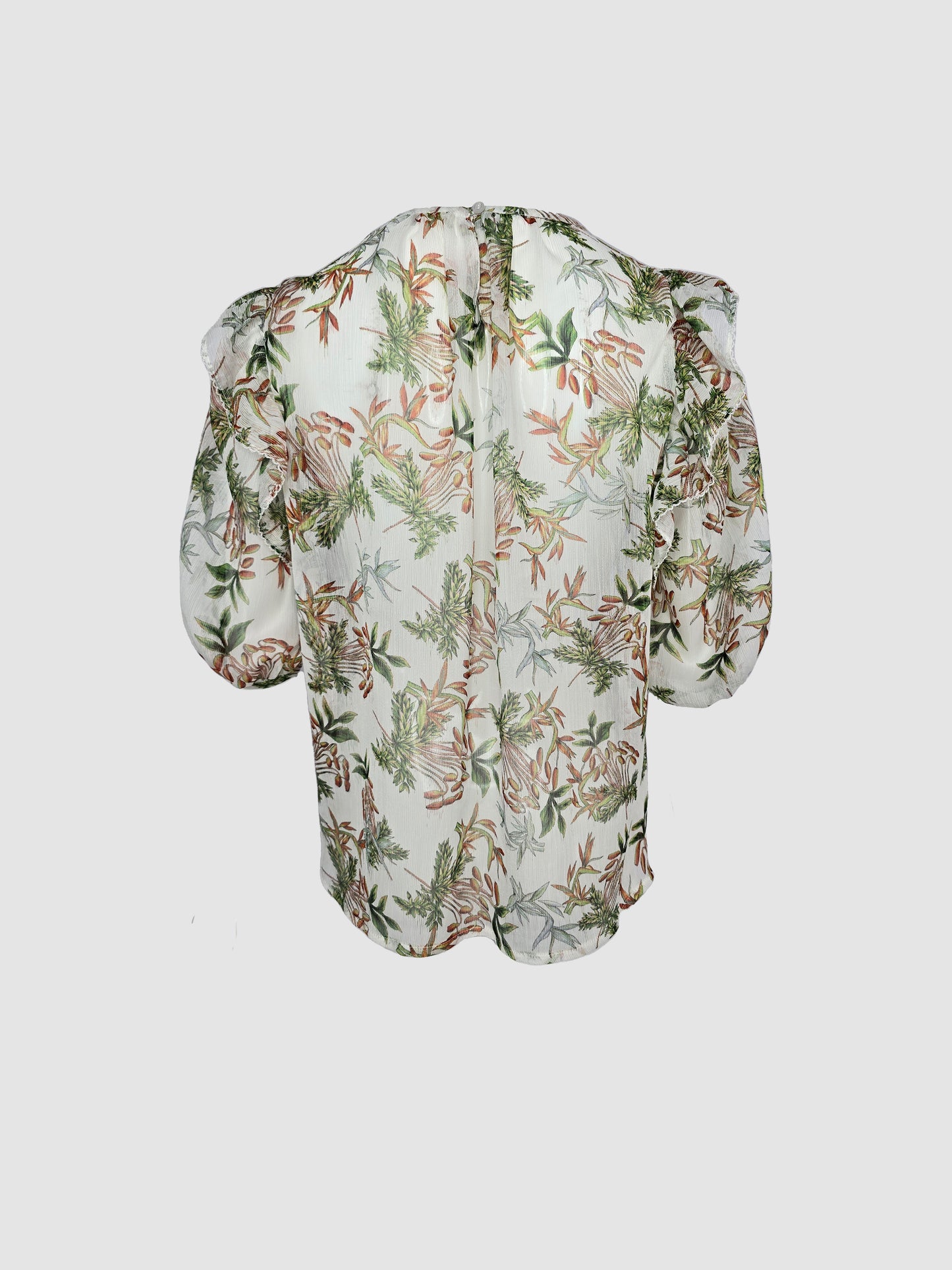 Blusa Blanca Estampado con Escarolas