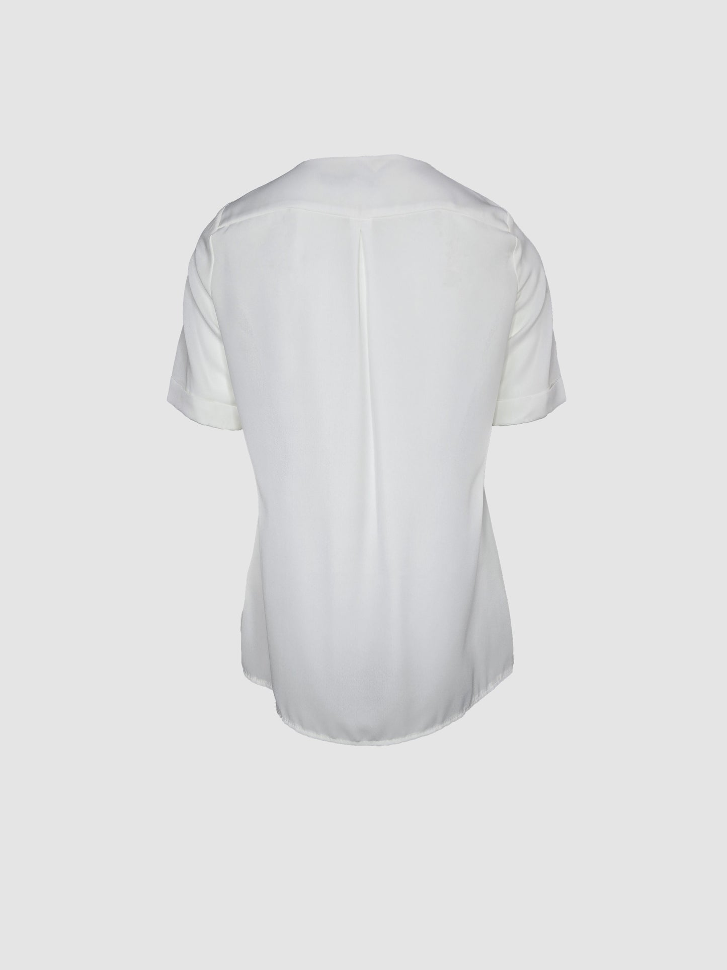 Blusa Hueso Manga Corta Con Pliegues en Hombro