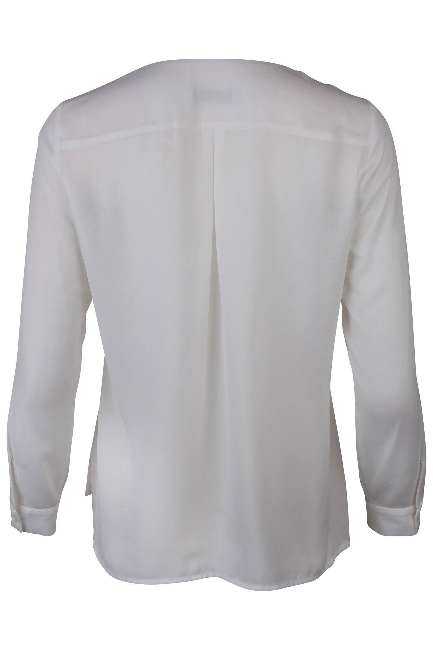 Blusa Blanca Manga Larga con Pliegues en Hombros