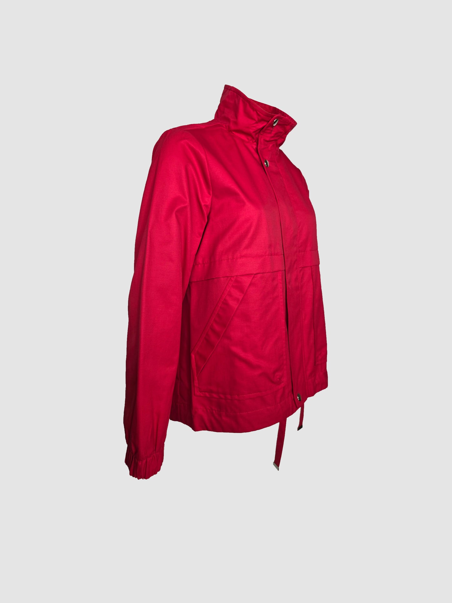 Chamarra Roja Corta Impermeable Cuello Alto
