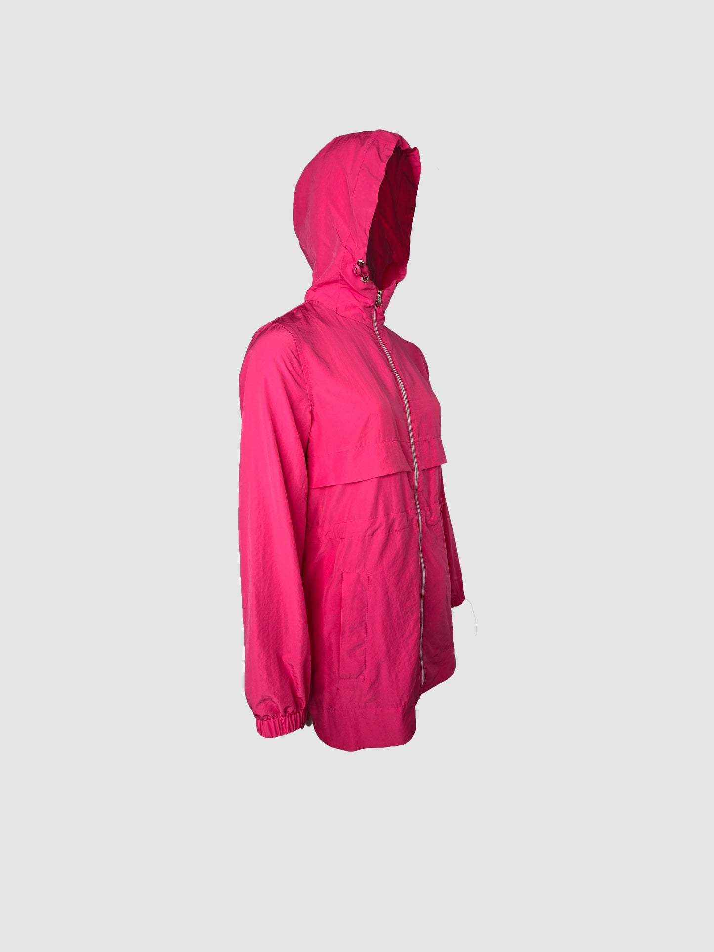 Parka Rosa Larga Tipo Bolsa con Capucha