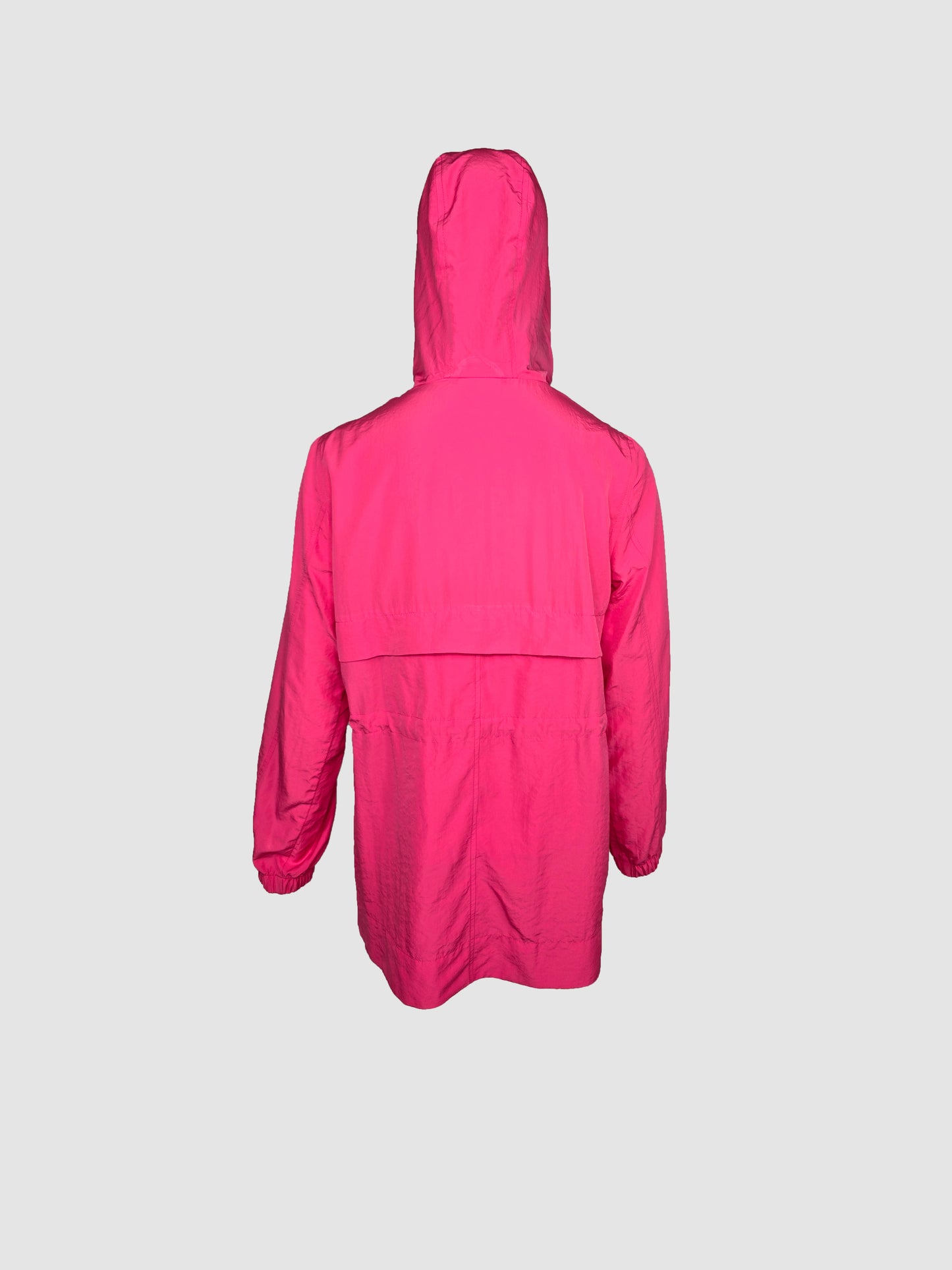Parka Rosa Larga Tipo Bolsa con Capucha