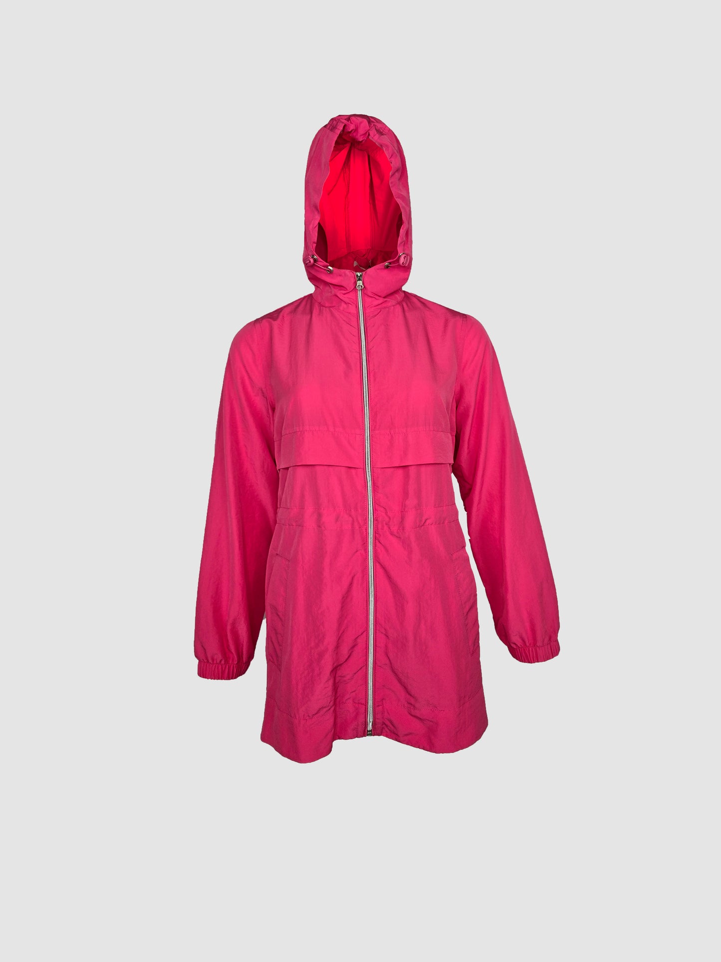 Parka Rosa Larga Tipo Bolsa con Capucha