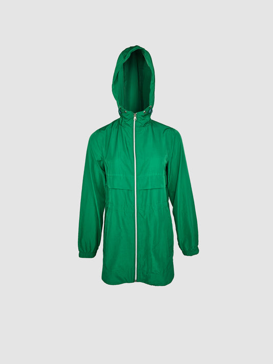 Parka Verde Larga Tipo Bolsa con Capucha