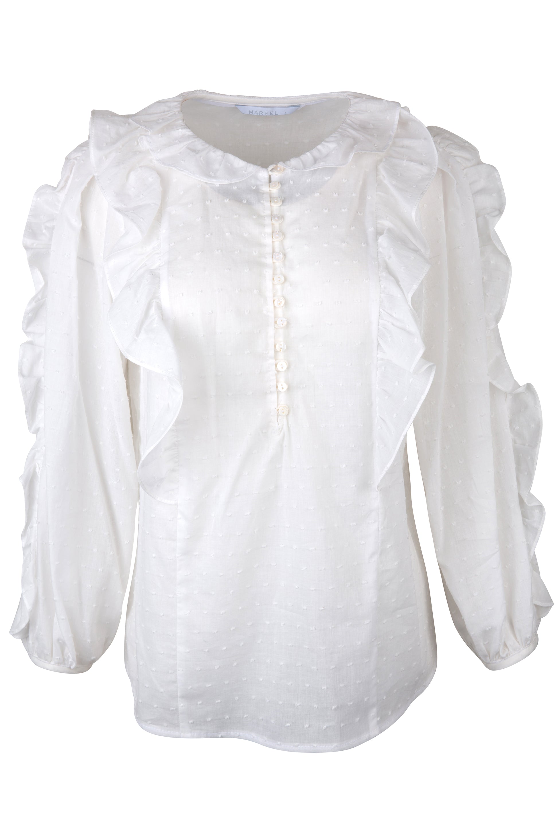 Outlet Ropa Marsel Blusas Marsel Blusa Blanco Hueso Con Olanes 4/S
