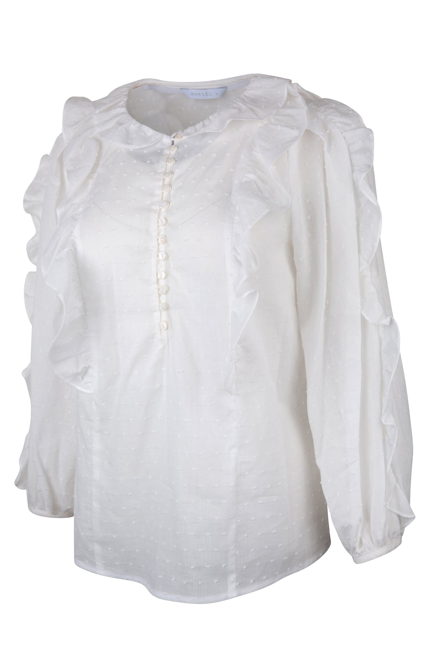 Blusa Blanco Hueso Con Olanes
