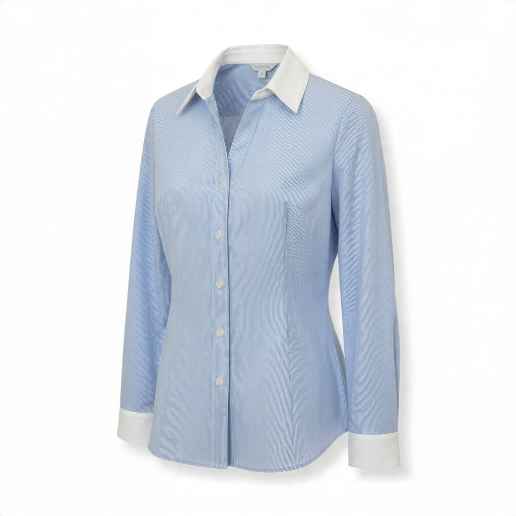 Camisa con cuello y puños color blanco