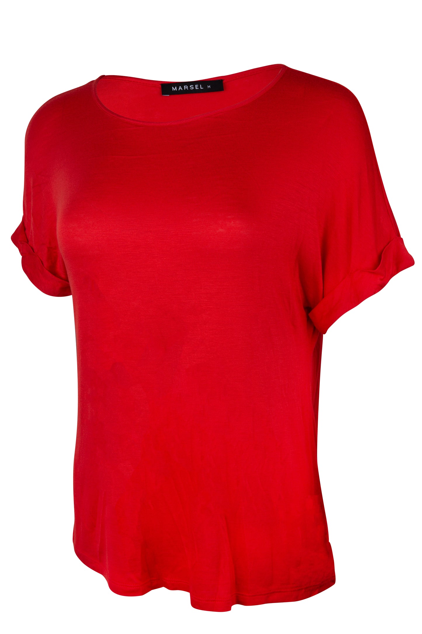 Blusa Roja Manga Corta Cuello Redondo