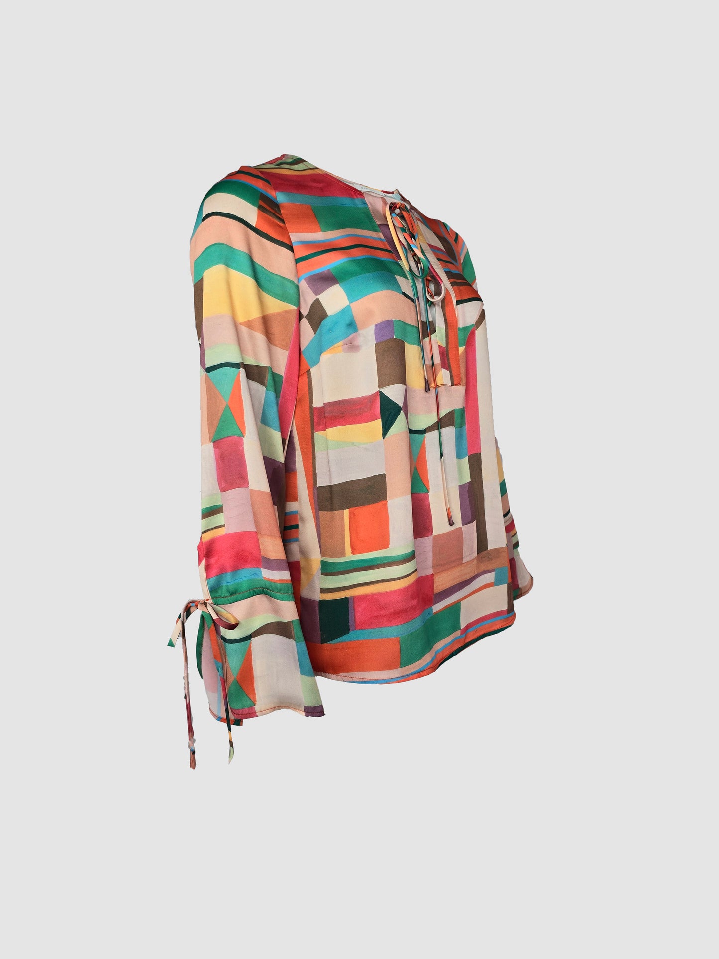Blusa Multicolor  Manga Larga con Tiras