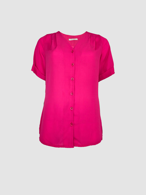 Blusa Manga Corta con Pliegues