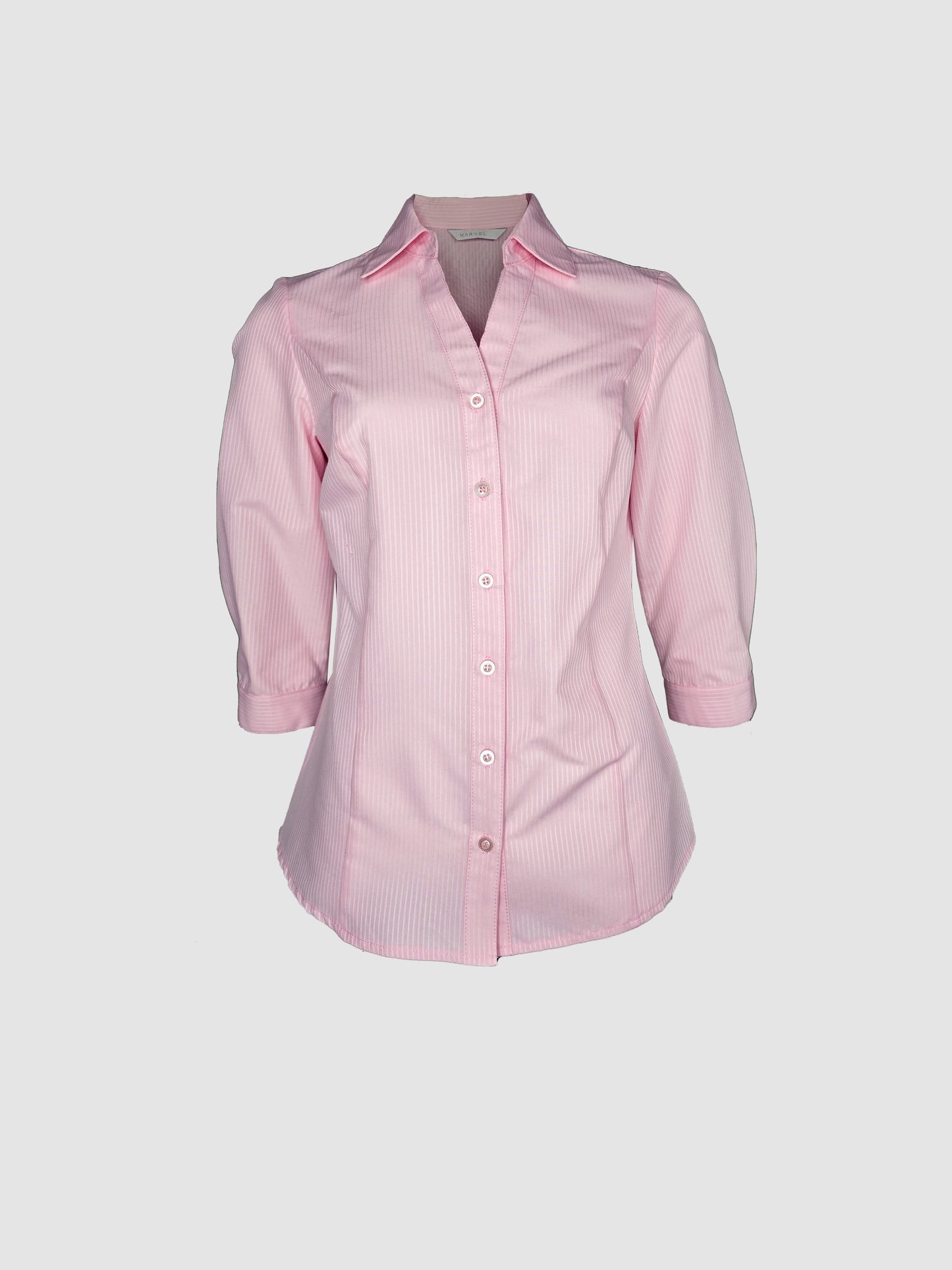 Camisa Rosa Líneas Manga 3/4 con Charreteras