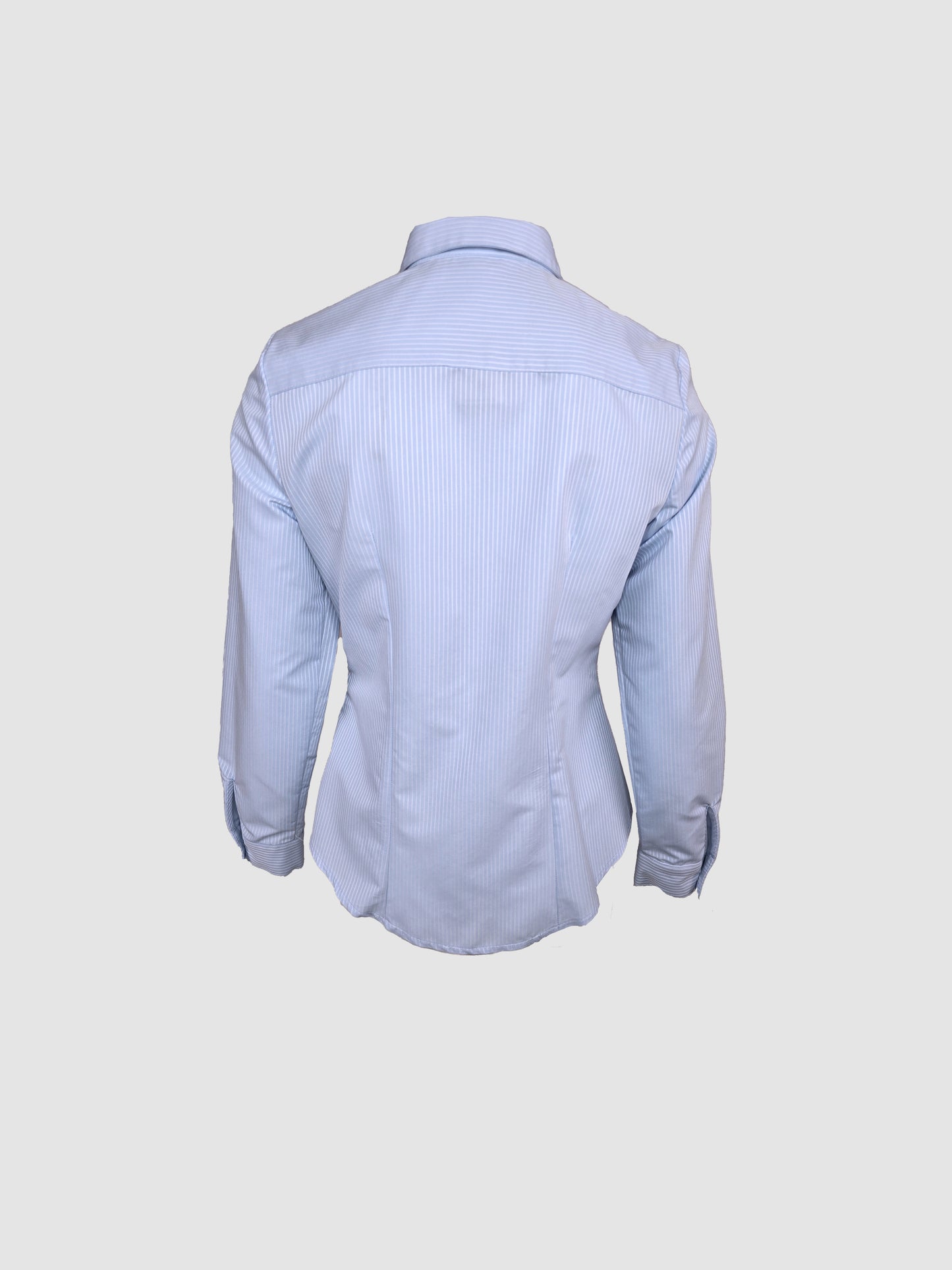 Camisa Azul Rayas en Relieve Manga Larga