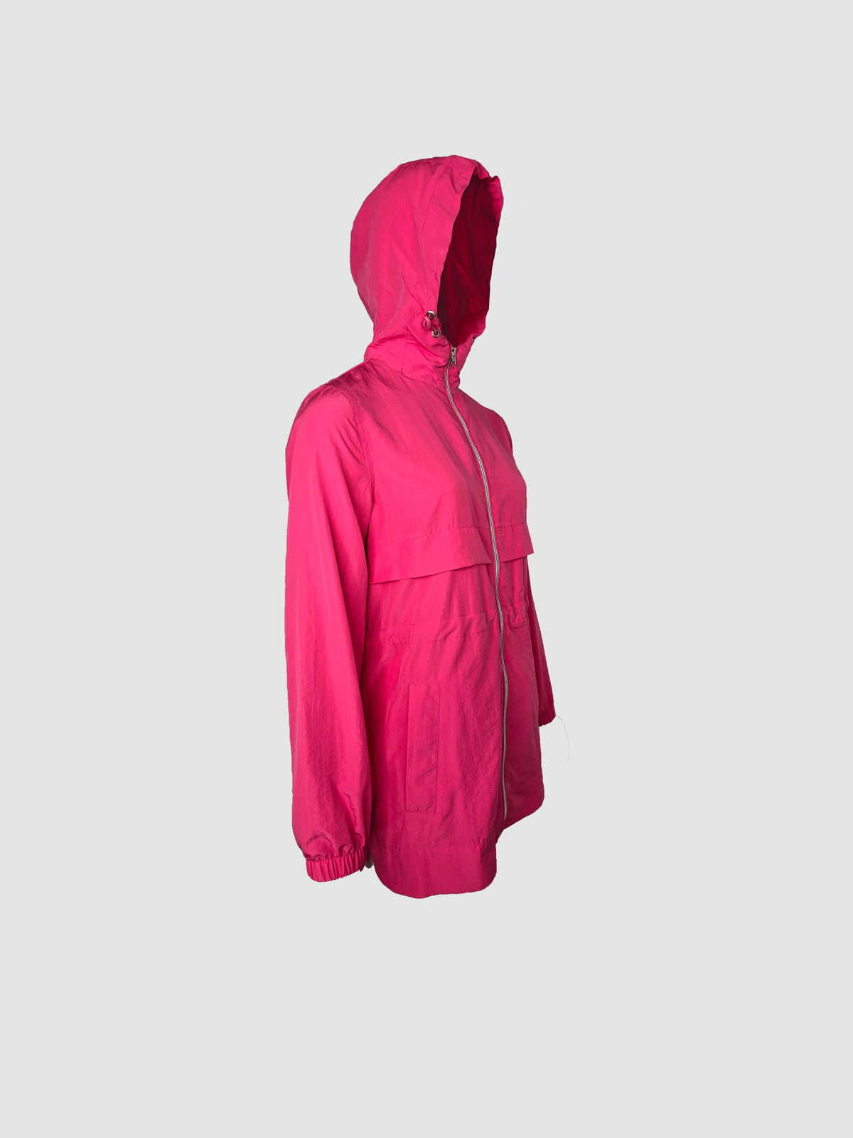 Parka Rosa Larga Tipo Bolsa con Capucha