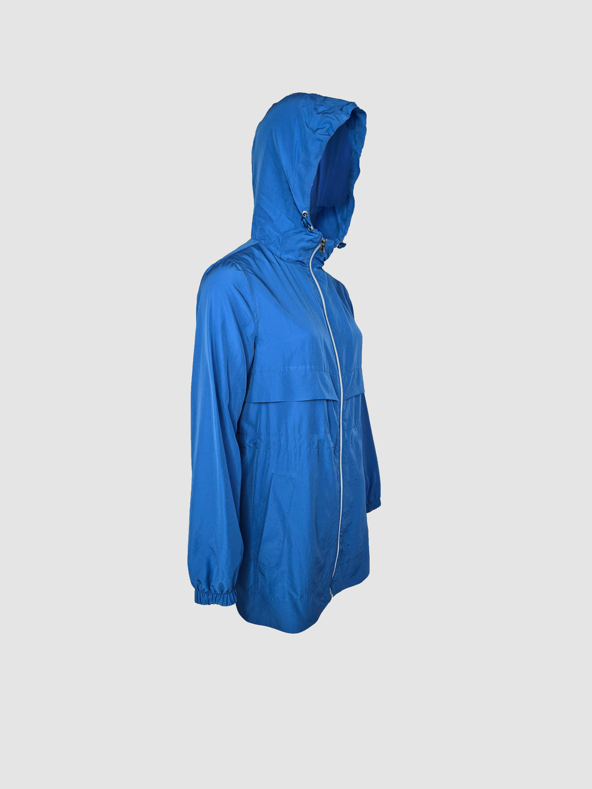 Parka Azul Larga Tipo Bolsa con Capucha
