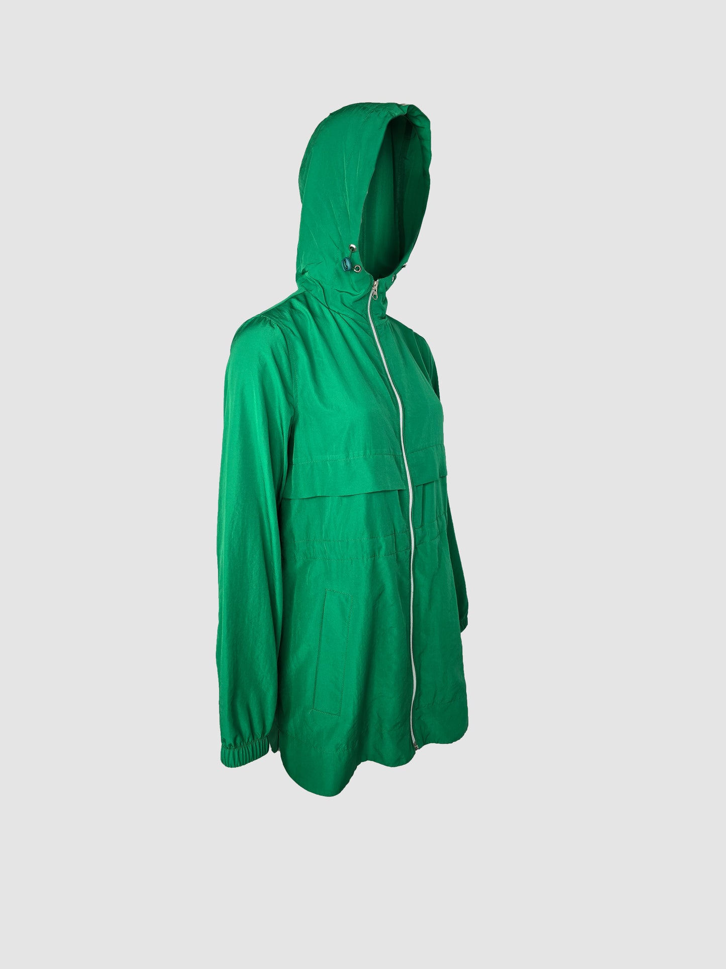Parka Verde Larga Tipo Bolsa con Capucha