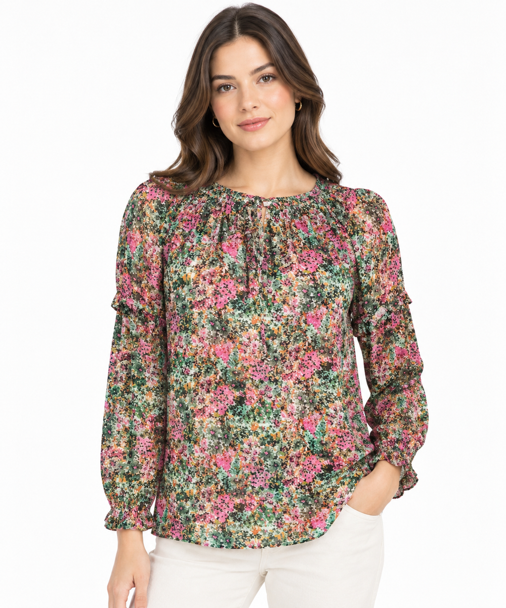 Blusa  Floral Manga Larga