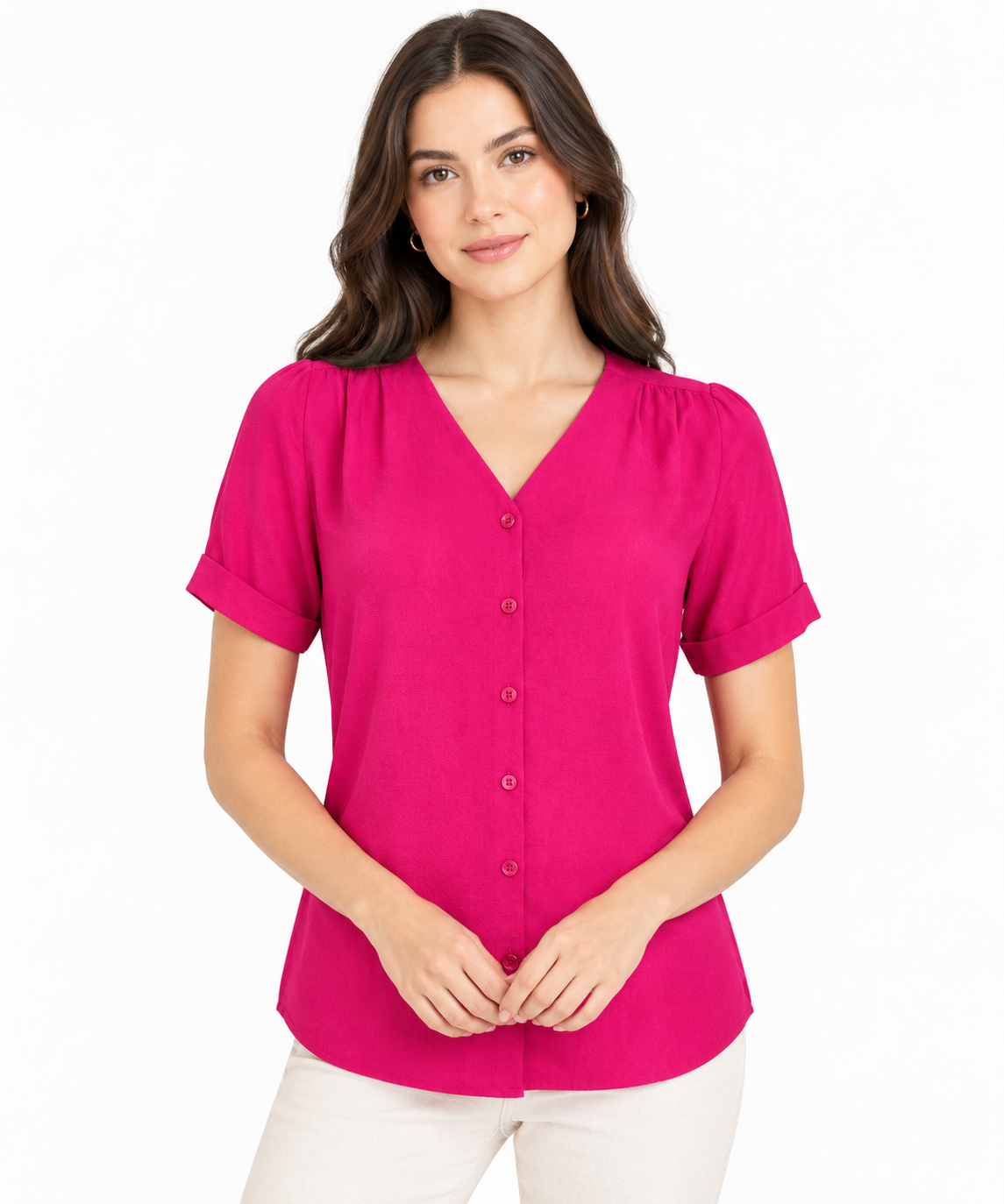 Blusa Manga Corta con Pliegues