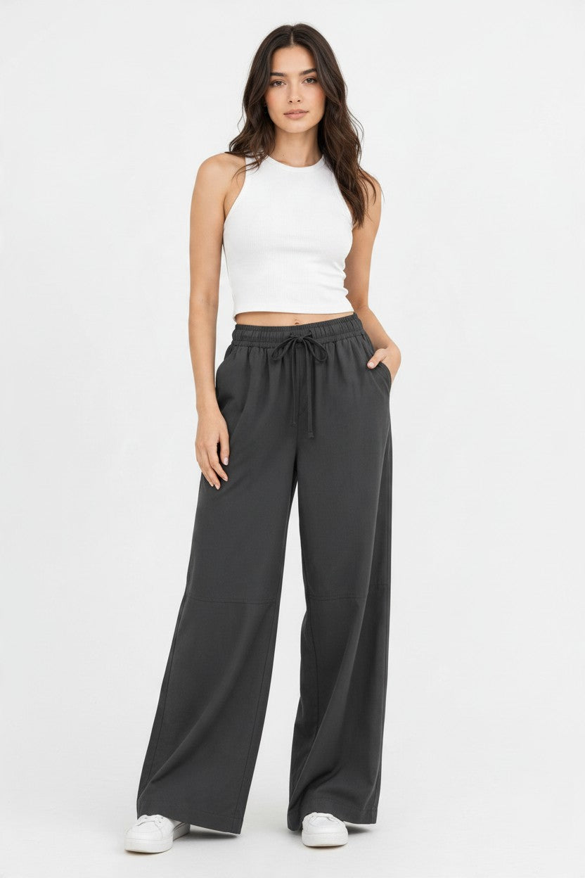 Pantalón Wide Leg con cintura elástica