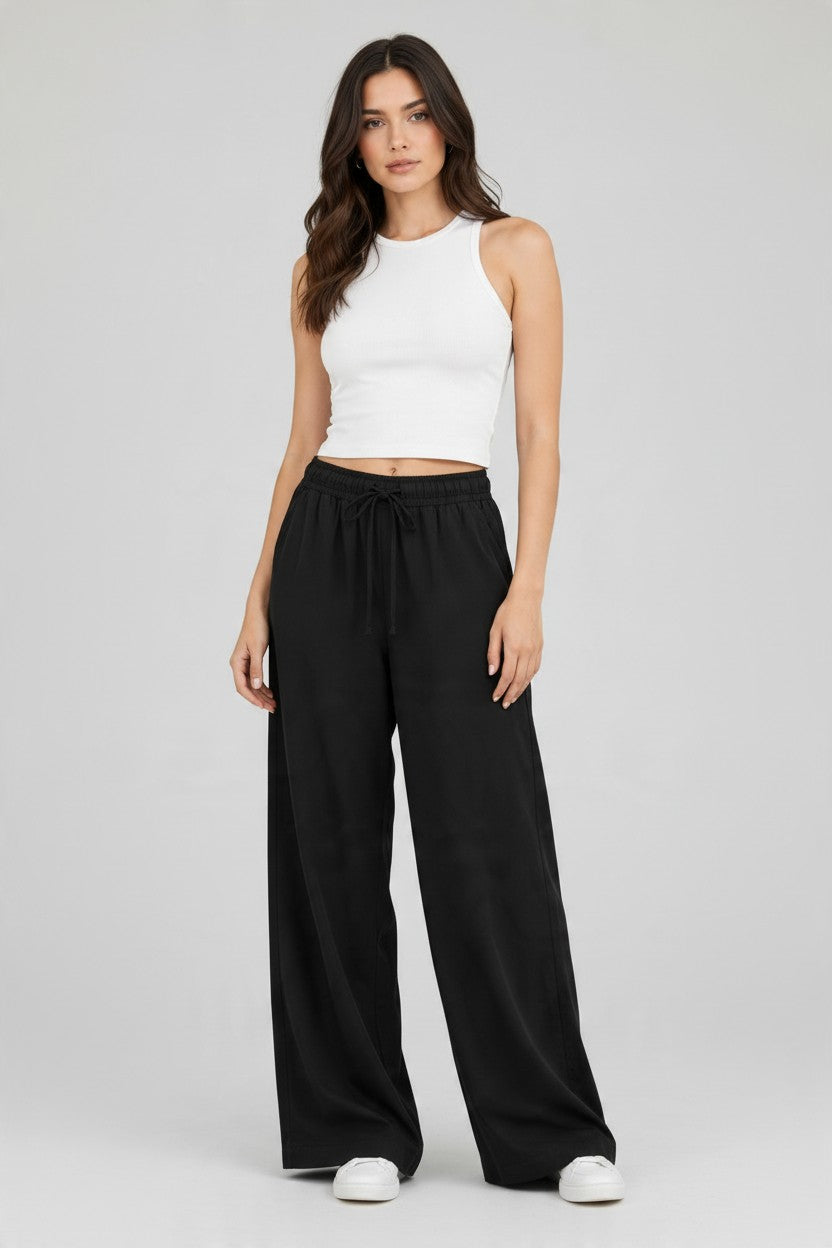 Pantalón Wide Leg con cintura elástica