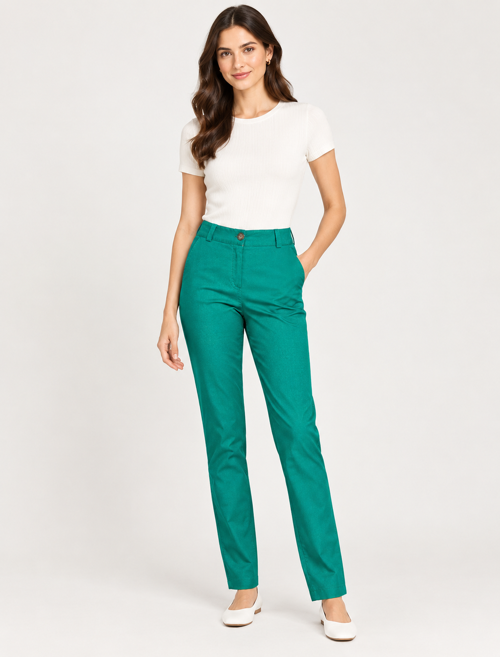 Pantalón Recto Verde Agua